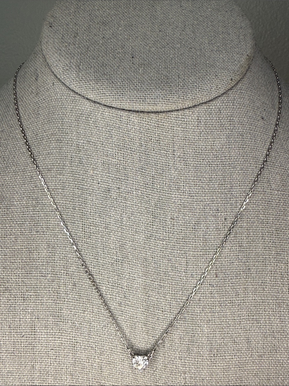 Swarovski Crystal Solitaire Pendant Necklace 16" Silver Tone Classic Sparkle